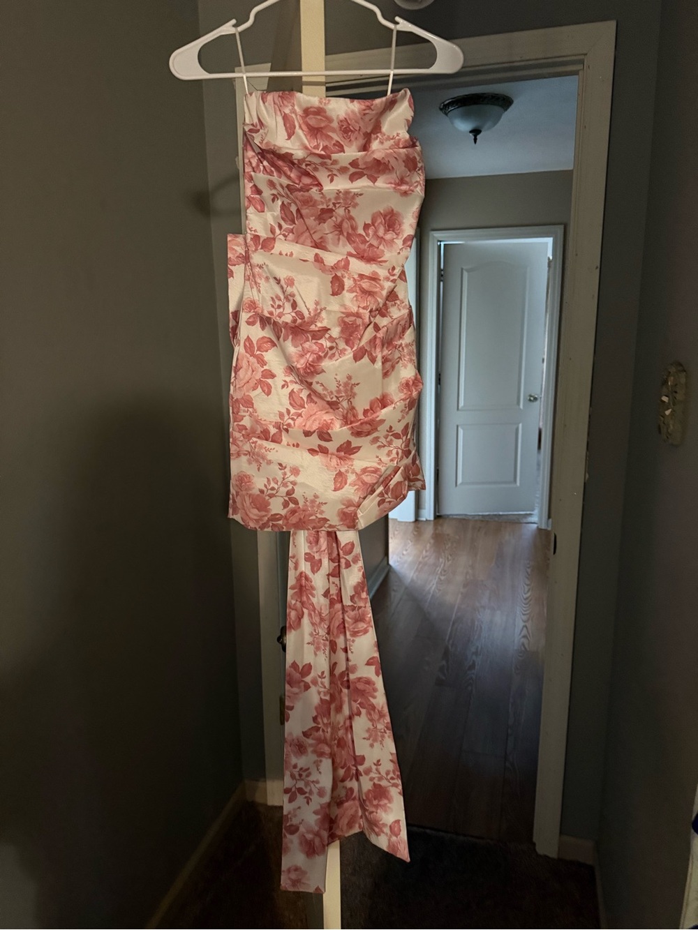 Allison & Kelly Floral Rose and White Dress With Train
